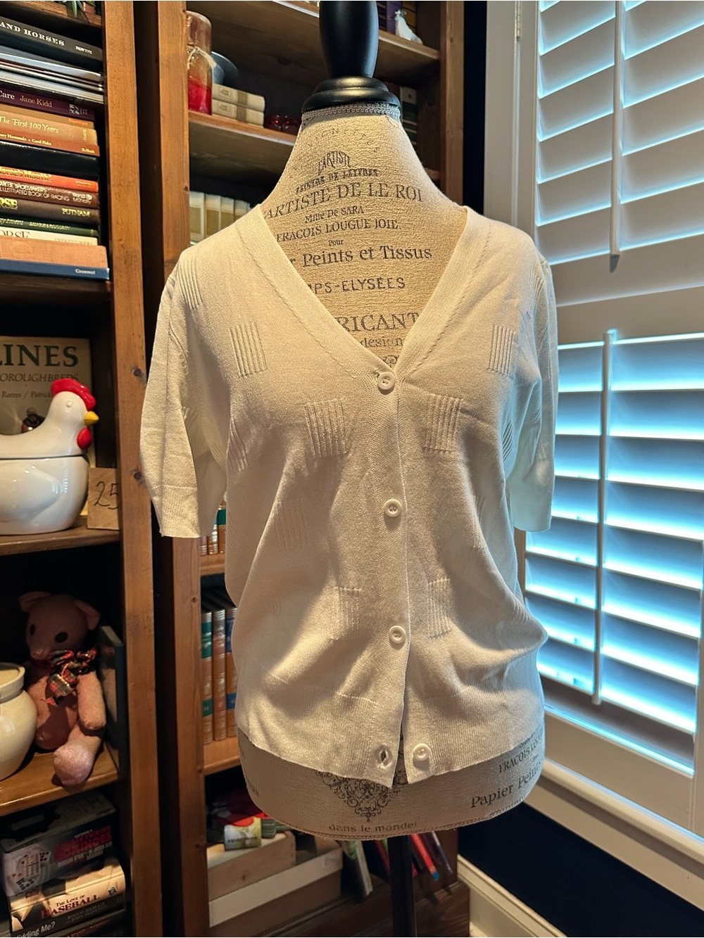 Classic Cream Short-Sleeve Button Cardigan